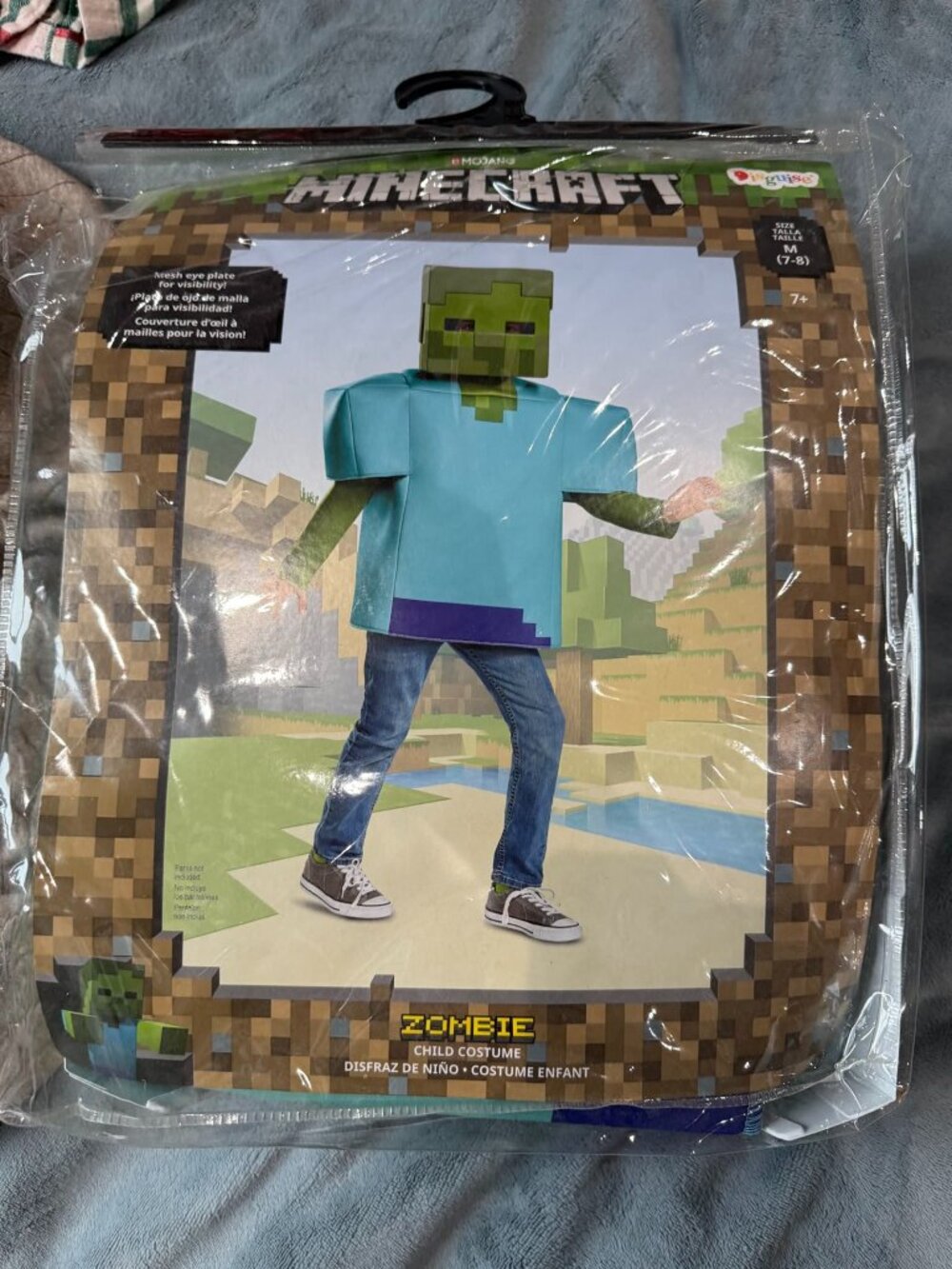 Disguise Minecraft Zombie Costume Boys M 7-8 Tunic Mask